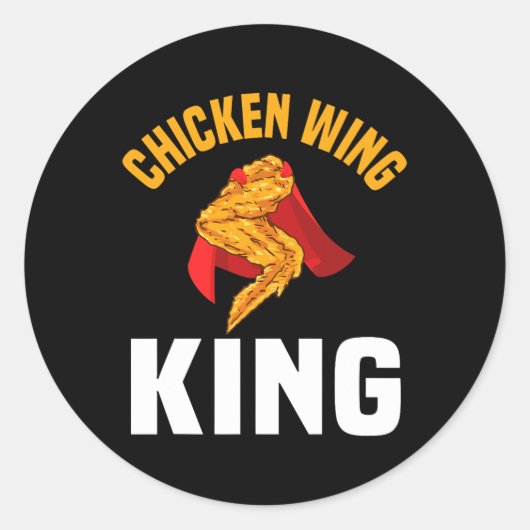 Funny Chicken Wing King Design Fast Food Men Runder Aufkleber (Vorderseite)