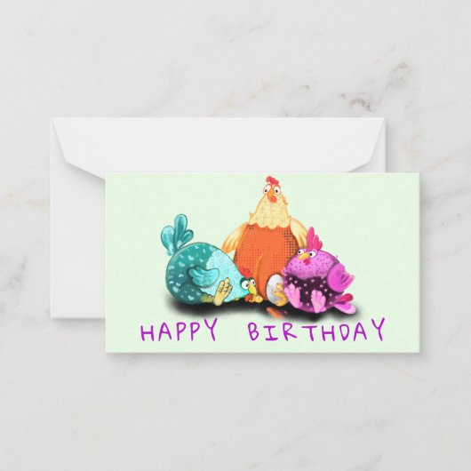 Funny Chickens Birthday Card Mitteilungskarte (Vorderseite)
