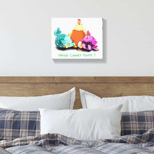 Funny Chickens Canvas Print - Custom Text Leinwanddruck (Insitu (Schlafzimmer))