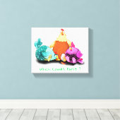 Funny Chickens Canvas Print - Custom Text Leinwanddruck (Insitu (Holzboden))
