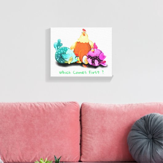 Funny Chickens Canvas Print - Custom Text Leinwanddruck (Insitu (Wohnzimmer))