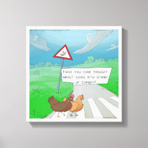 Funny Chickens Crossing Road Canvas Print Leinwanddruck