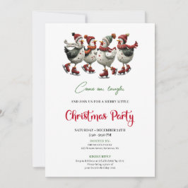 Funny Chickens Festive Red Green Holiday Invites Einladung