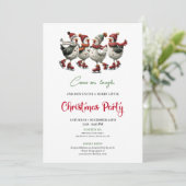Funny Chickens Festive Red Green Holiday Invites Einladung (Stehend Vorderseite)