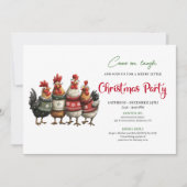 Funny Chickens Holiday Party Editable Invitation Einladung (Vorderseite)
