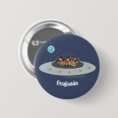 Funny chickens in space cartoon illustration button (Vorne & Hinten)