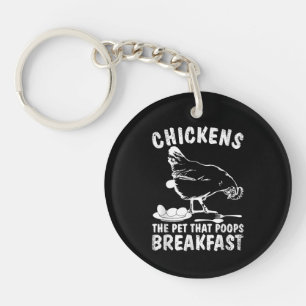 Funny Chickens Pet Gekackt Frühstück Bauer Schlüsselanhänger