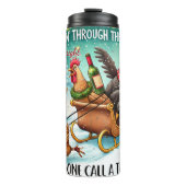 Funny Chickens Pulling Sleigh Thermosbecher (Vorderseite)