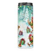 Funny Chickens Pulling Sleigh Thermosbecher (Rückseite)