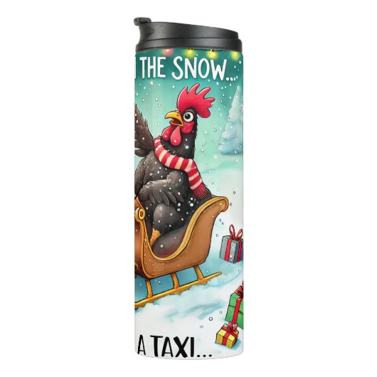 Funny Chickens Pulling Sleigh Thermosbecher (Nach rechts gedreht)