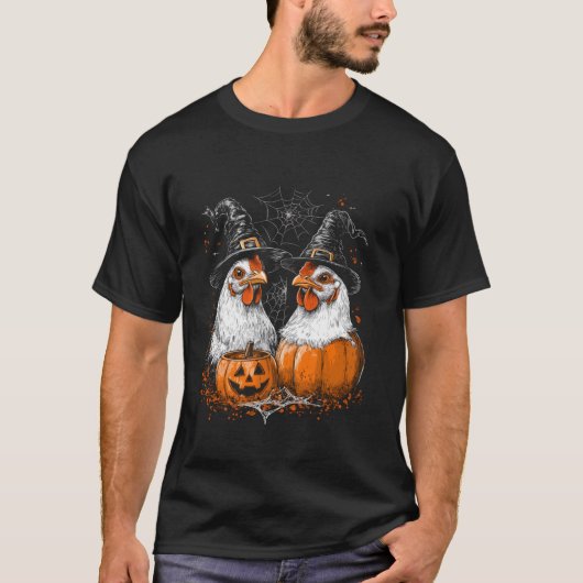 Funny Chickens Roosters Hexen Halloween-Kostüm T-Shirt (Vorderseite)