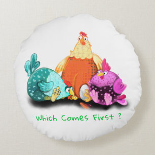 Funny Chickens Round Pillow - Benutzerdefinierter  Rundes Kissen