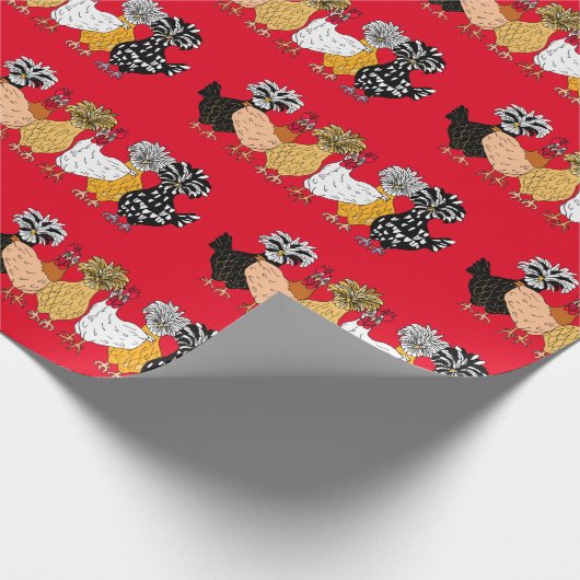 Funny Chickens und polnische Hühner Geschenkpapier (Ecke)