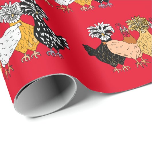 Funny Chickens und polnische Hühner Geschenkpapier (Rolleneckpunkt)