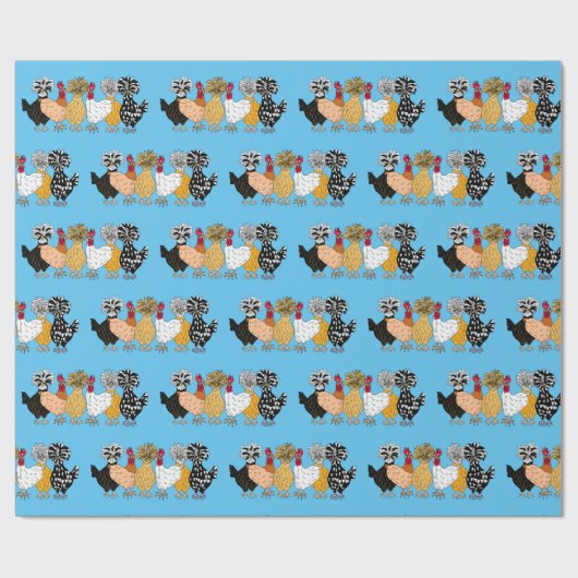 Funny Chickens und polnische Hühner Geschenkpapier (Flach)