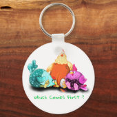 Funny Chickens Waiting Egg To Hatch - Custom Text Schlüsselanhänger (Vorderseite)