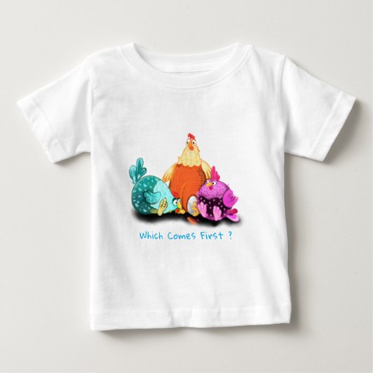 Funny Chickens Wart Eier zu Hatch - Dein Text Baby T-shirt (Vorderseite)