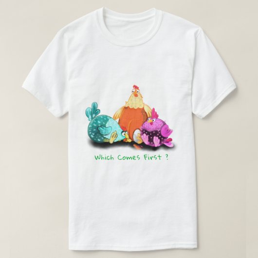 Funny Chickens Wart Eier zu Hatch - Dein Text T-Shirt (Design vorne)