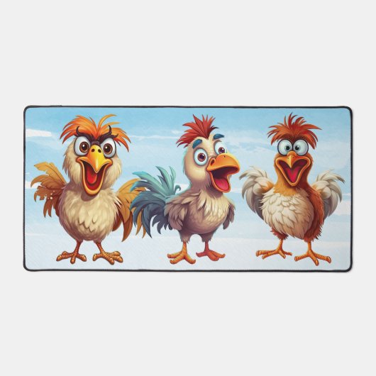 Funny Chickens Whimsical Niedlich Farm Animal Schreibtischunterlage (Vorderseite)