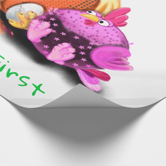Funny Chickens Wrapping Paper Geschenkpapier (Ecke)