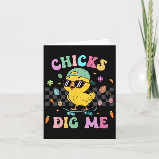 Funny Chicks Dig Me für Männer Jungen Kinder Kinde Karte (Vorderseite)