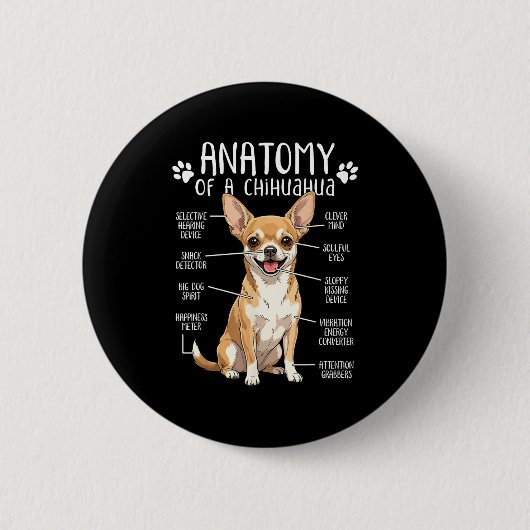 Funny Chihuahua Anatomy Of A Chihuahua Dog Owner P Button (Vorderseite)
