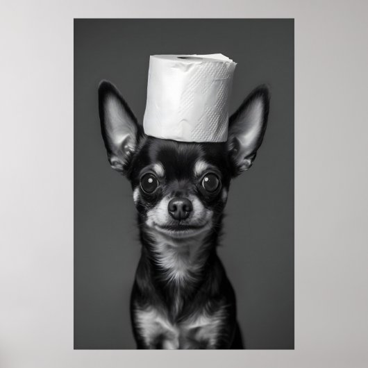 Funny Chihuahua Bathroom Art Print, Toilet Paper Poster (Vorne)