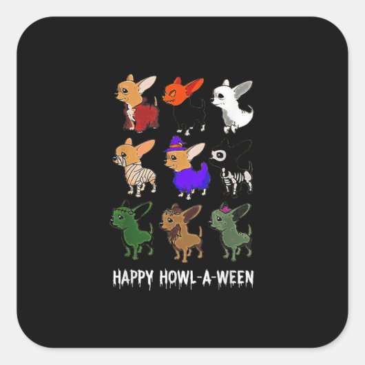 Funny Chihuahua Dog Halloween Happy Halloween Quadratischer Aufkleber (Vorderseite)