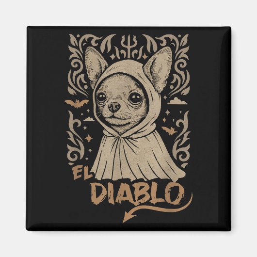 Funny Chihuahua El Diablo.small Devil Retro Hallo Magnet (Vorne)