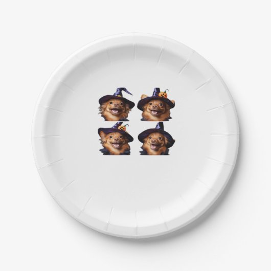 Funny Chihuahua Halloween HexenkKostüm � Niedliche Pappteller (Vorderseite)