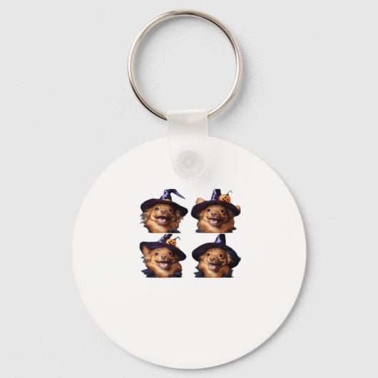 Funny Chihuahua Halloween Witch Costume � Cute Dog Schlüsselanhänger (Vorderseite)