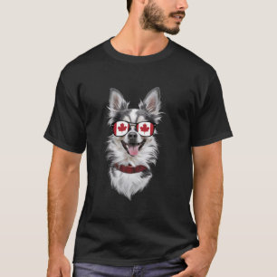Funny Chihuahua Hund Kanada Flagge für Frauen Männ T-Shirt