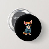Funny Chihuahua Hund leicht von Großhund abgelenkt Button (Vorne & Hinten)