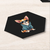 Funny Chihuahua Hund leicht von Großhund abgelenkt Untersetzer (angewinkelt)