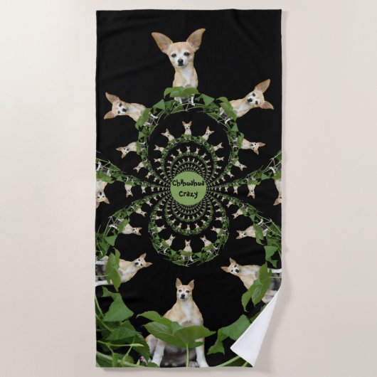 Funny Chihuahua Hund Niedlich Tan White Psychedeli Strandtuch (Vorderseite)