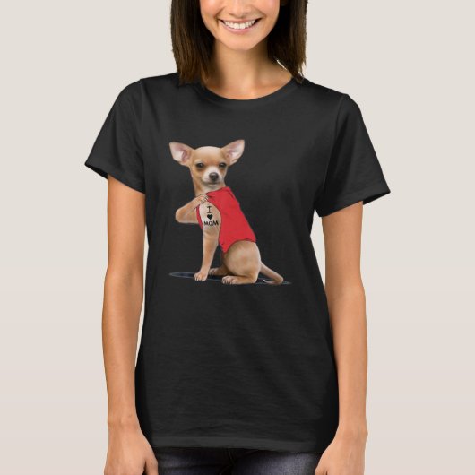 Funny Chihuahua I Liebe Mama Tattoo Dog Lover Gesc T-Shirt (Vorderseite)