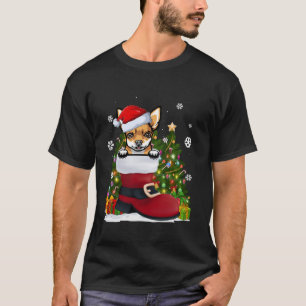 Funny Chihuahua in der Shoe Weihnachtsmannmütze Ug T-Shirt