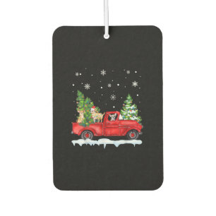 Funny Chihuahua mit dem roten Lkw Weihnachtsfeiert Autolufterfrischer