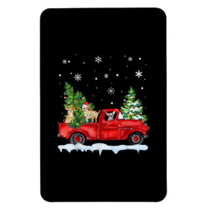 Funny Chihuahua mit dem roten Lkw Weihnachtsfeiert Magnet