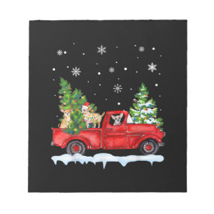 Funny Chihuahua mit dem roten Lkw Weihnachtsfeiert Notizblock
