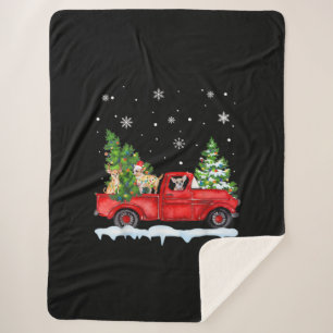Funny Chihuahua mit dem roten Lkw Weihnachtsfeiert Sherpadecke