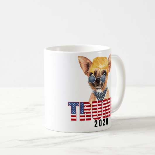 Funny Chihuahua mit Trump-Haar Kaffeetasse (VorderseiteRechts)