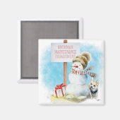 Funny Chihuahua Snowman Magnet (Vorderseite/Rückseite)