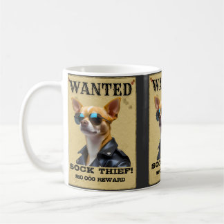 Funny Chihuahua WANTED Poster with Cool Sunglasses Kaffeetasse