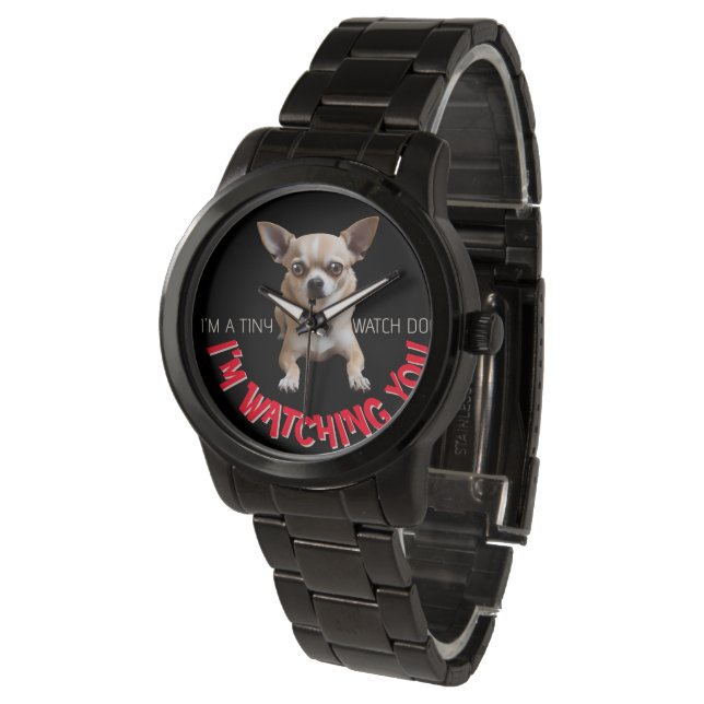Funny Chihuahua Watch Dog Watch Armbanduhr (Schrägansicht)