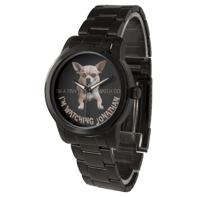Funny Chihuahua Watch Dog Watch Armbanduhr (Schrägansicht)
