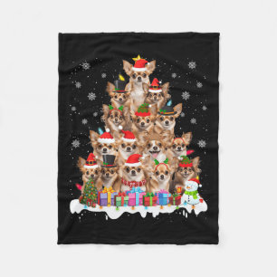 Funny Chihuahua Weihnachtsleuchten Tree Dog Lover  Fleecedecke