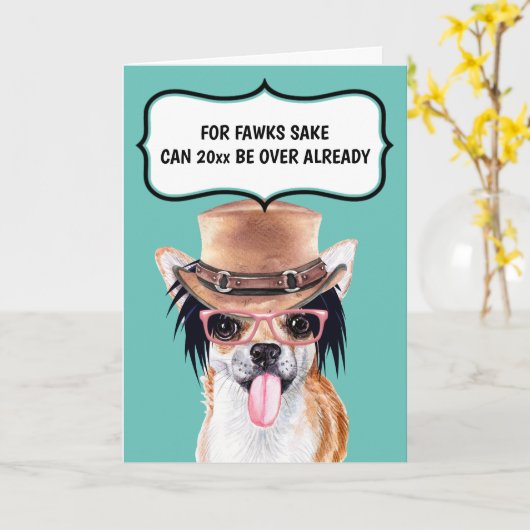 Funny Chihuahua Wunschjahr über Witz Sprichwort Karte (Gelbe Blume)