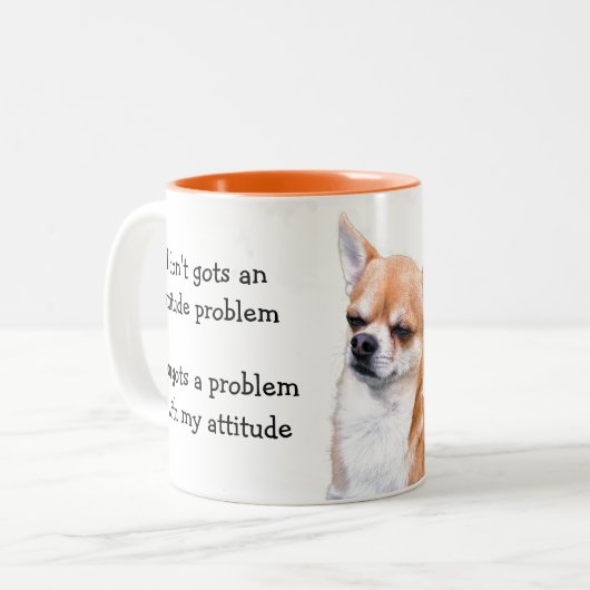 Funny Chihuahua Zweifarbige Tasse (Vorderseite Links)