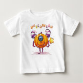 Funny Childish Halloween Pumpkin mit Zauberstab Baby T-shirt (Vorderseite)